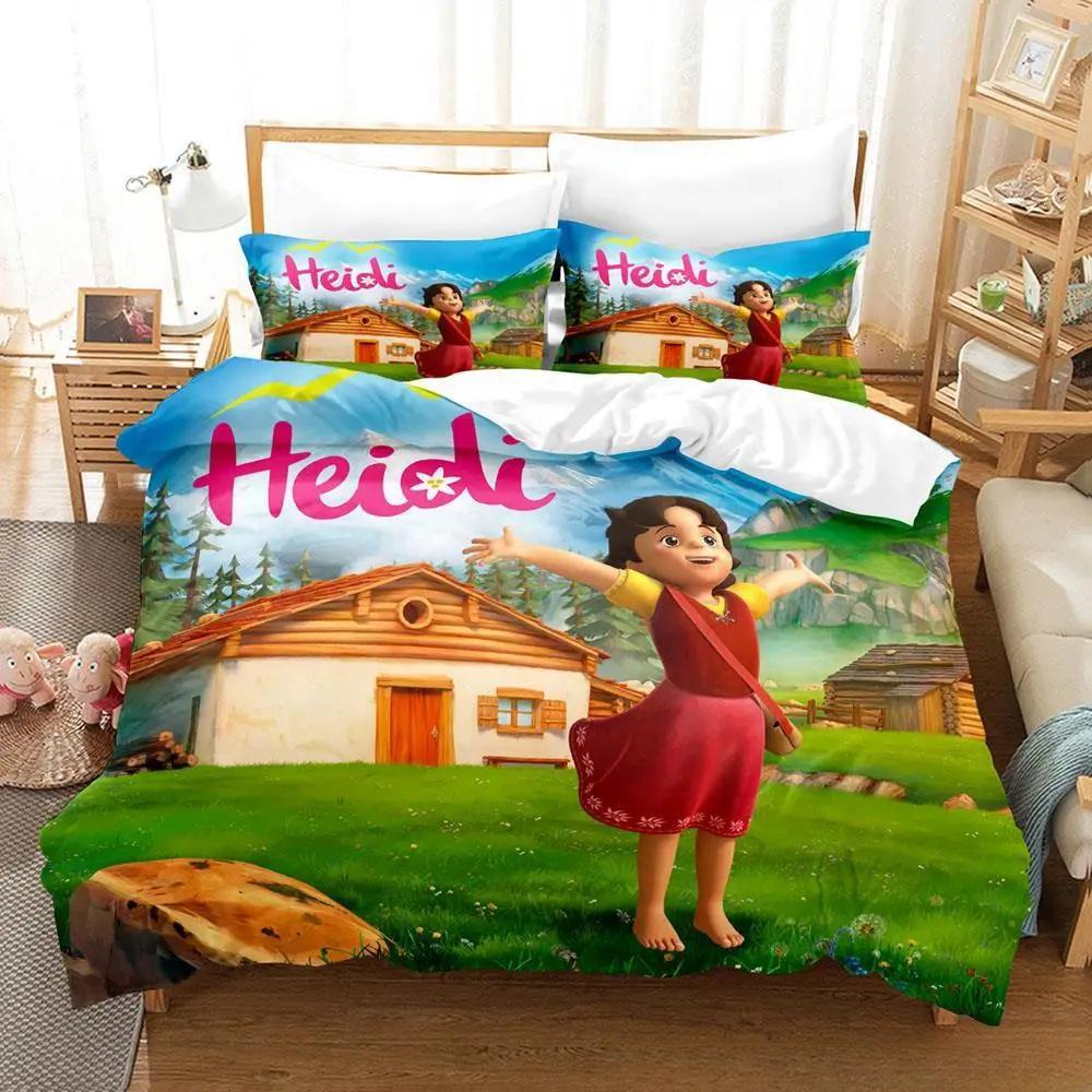 3D Print Anime Heidi, Girl of the Alps Bedding Set Single Twin Full Queen King Size Bed Set Adult Kid Bedroom Duvet cover Sets