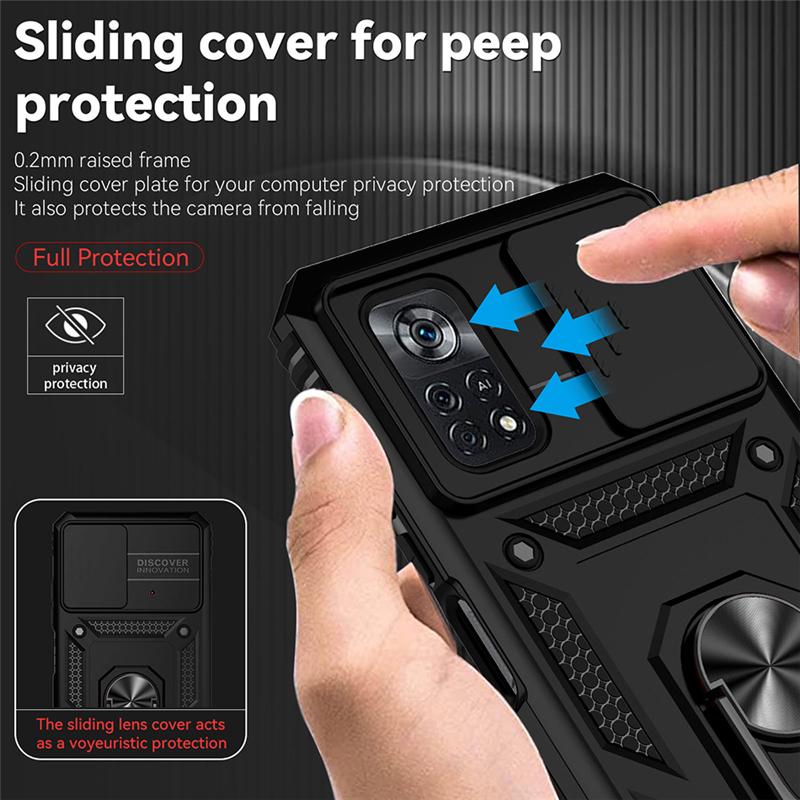 Põrutuskindel liugkaamera objektiivi kaitseümbris Xiaomi Redmi 10C 9T 9A 9C Note 11 10 9 Pro 11S 10S 9S Mi 12 Poco M4 M3 Pro X3 NFC rõnga aluse kate jaoks