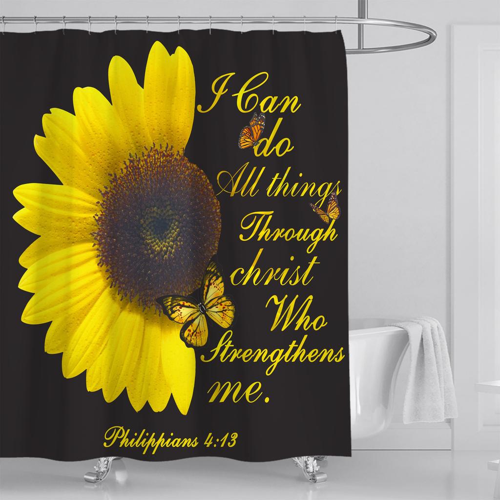 1pc Modern Watercolor Printing Floral Shower Curtain Set with Hooks - Waterproof Minimalist Design for Bathroom Totoro Bathroom