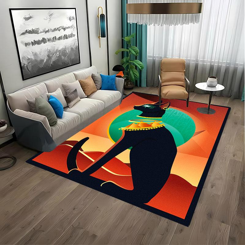 Ancient Egypt Egyptian God Egyptian Cat Anubis Carpet for Living Room Bedroom Sofa Doormat Floor Tapete Anti-slip Decor Alfombra