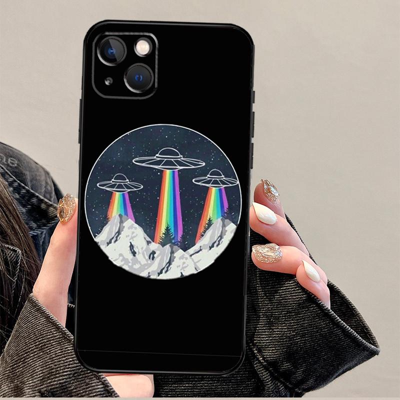 Cartoon Weltraum-Alien UFO Handyhülle für iPhone 17 Pro Max 14 11 15 16 Pro Max 13 12 mini 16 Plus 16e 17 Air Cover