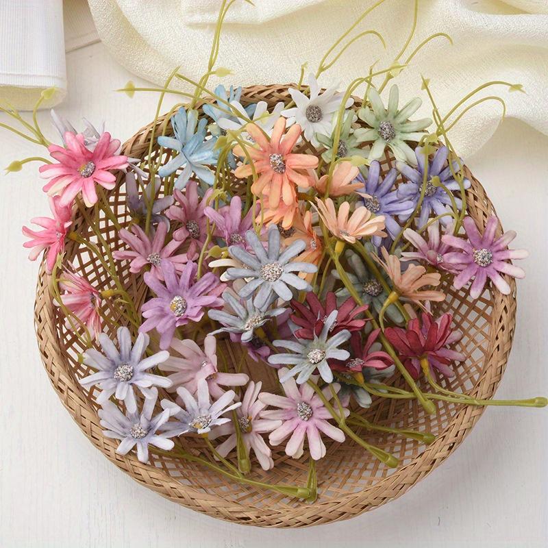 10pcs/lot  Simulated Flowers with Three Small Daisies for Wedding Decoration DIY Flower Arrangement Hotel Home Decoration and Simulated Flowers