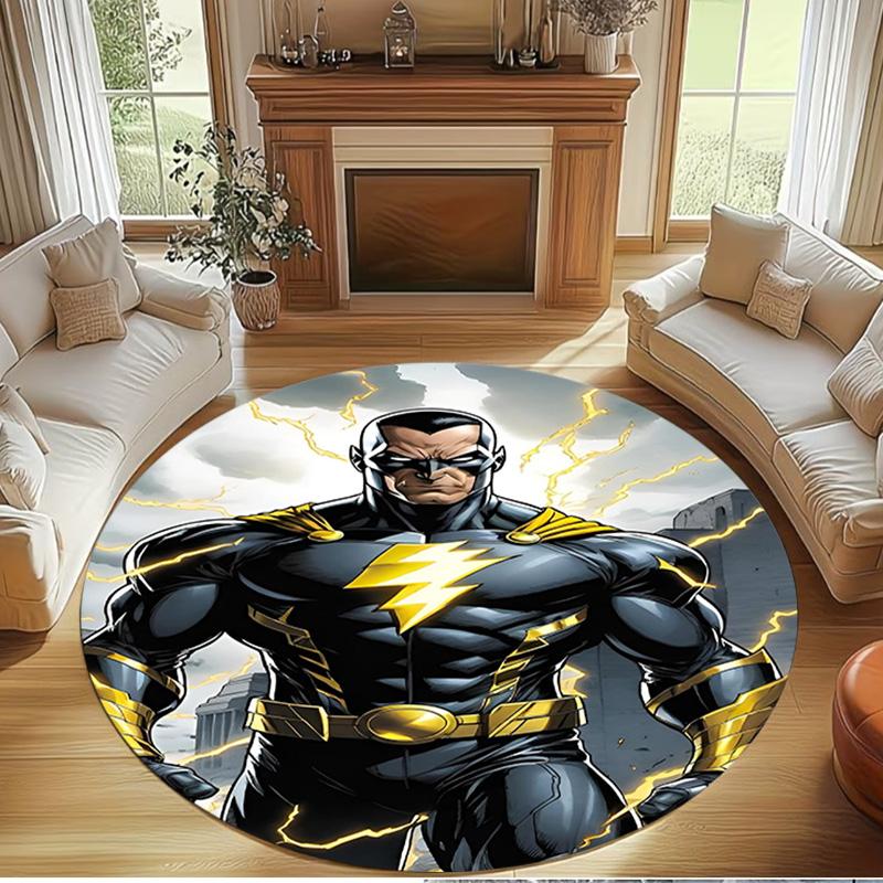 Black Adam Print Round Rug, Washable Floor Carpet, For Entryway Dorm Laundry Room Office Study, Home Decor Birthday Christmas Gift