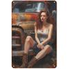 Vintage Pinup Girl Fast & Sexy Girls Classic Car Automobile Metal Tin Sings For Man Cave Garage Bar Cafe Clubs Car Decor Posters
