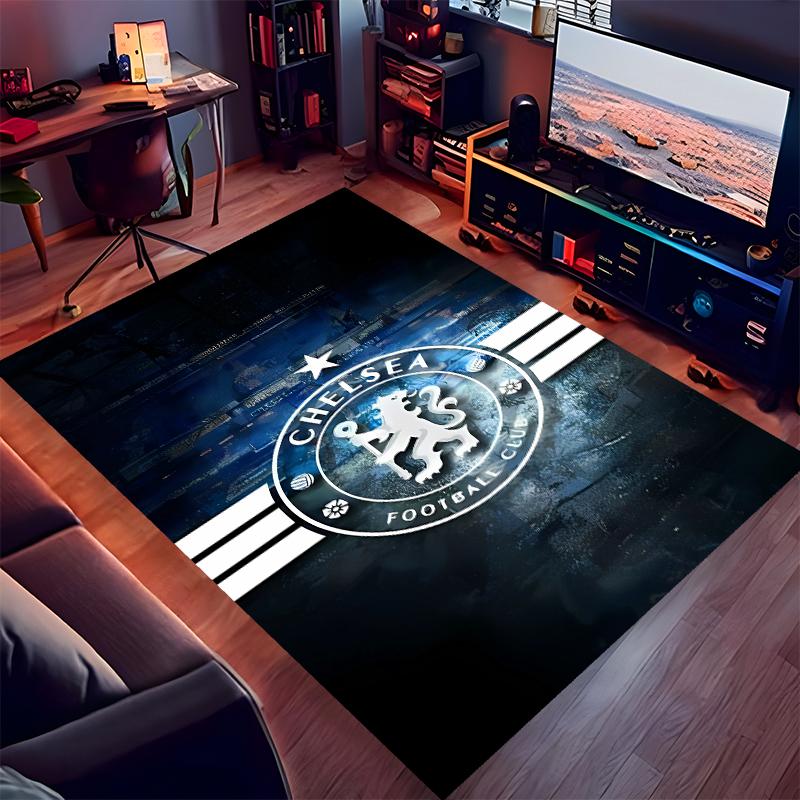 1pc Chelsea FC logo Print Area Rug - Soft,Washable Non-Slip Indoor Mat for Office Chairs,Living Room,Home Office Decorative Rug