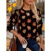 Herbst- und Winter-Blattmuster bequemer Pullover eleganter Stil Langarm Rundhalsausschnitt Pullover