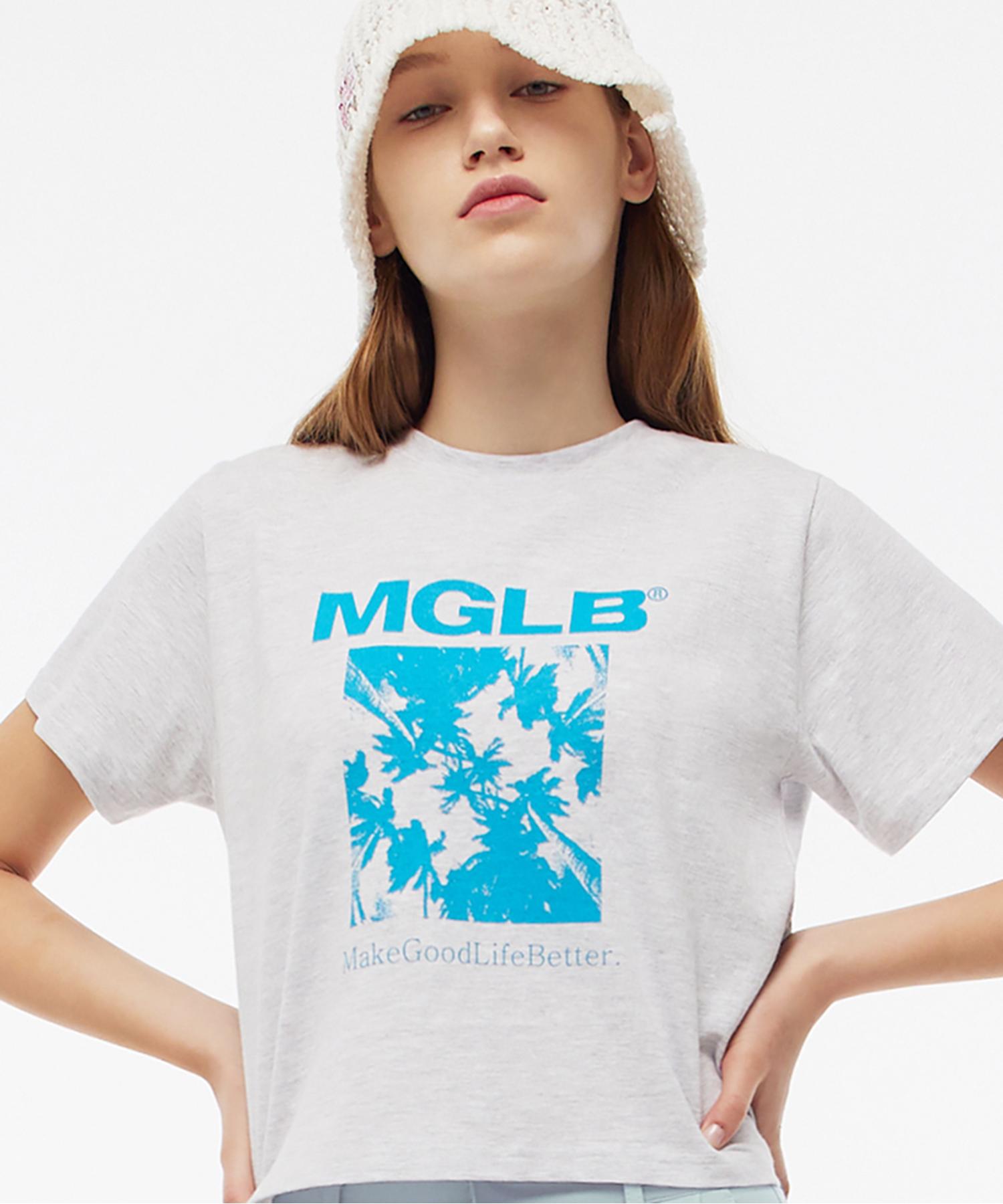 Match Glove Palm Tree Crop Top (Light Melange) Light Melange/Free