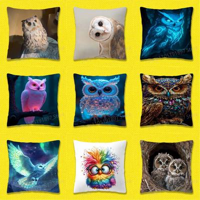 Nighthawk Night Owl Bird Throw Pillow Case For 50x50cm 30x30cm 55x55cm 45x45cm 40x40cm Square Bed Pillowcase Cover