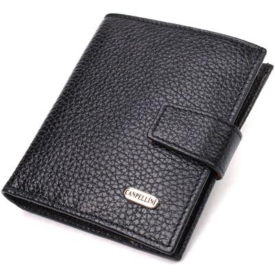 Stylish Men's Wallet In a Combination of Two Colors Made of Genuine Grained Leather CANPELLINI 21728 Black