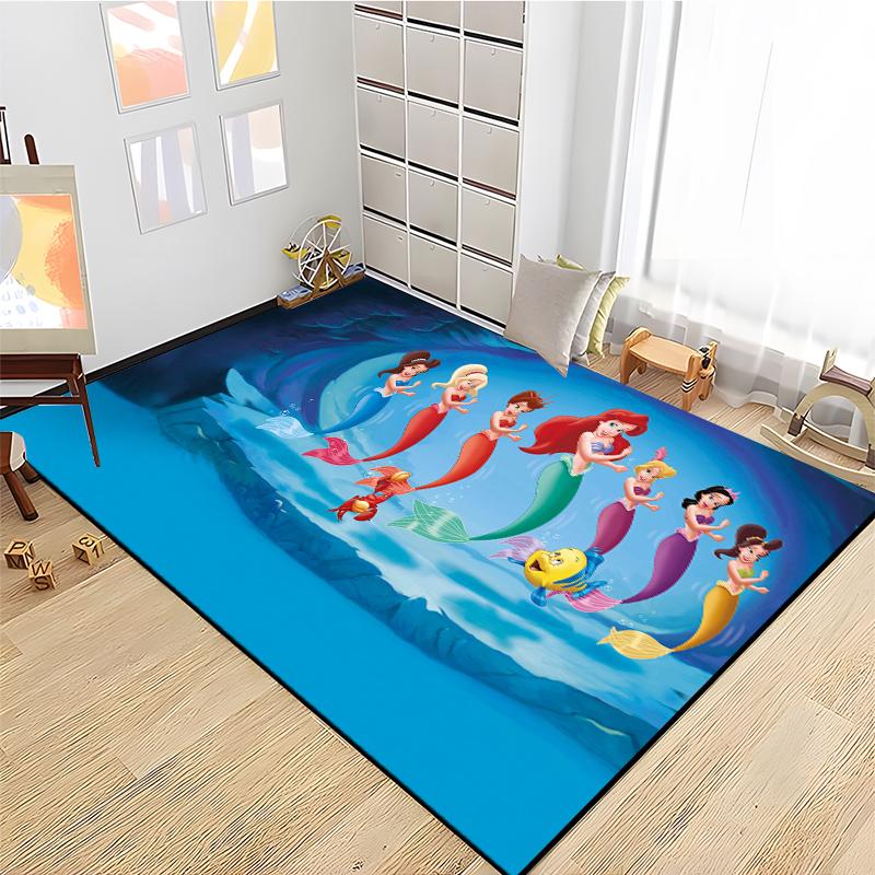 15 Size Little Mermaid Princess 3D Carpet Rugs for Home Living Room Bedroom Sofa Doormat Decor,Kids Area Rug Non-slip Floor Mat