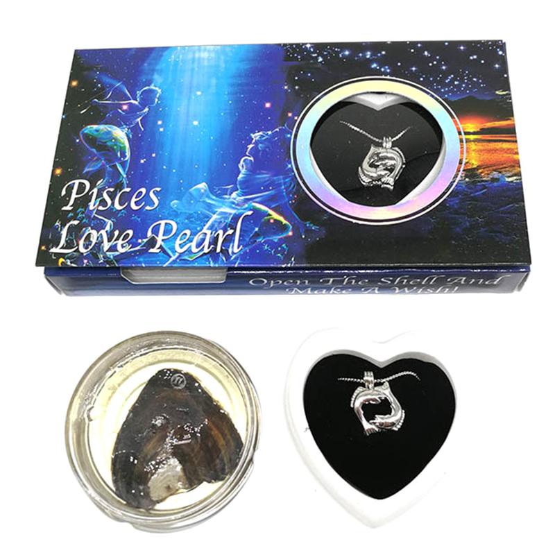 Kit Fai da Te Creazioni Perla d'Amore Zodiaco Desideri con Collana Ciondolo Conchiglia di Perla d'Acqua Dolce Scatola Regalo in Lattina per Decorazione Donna