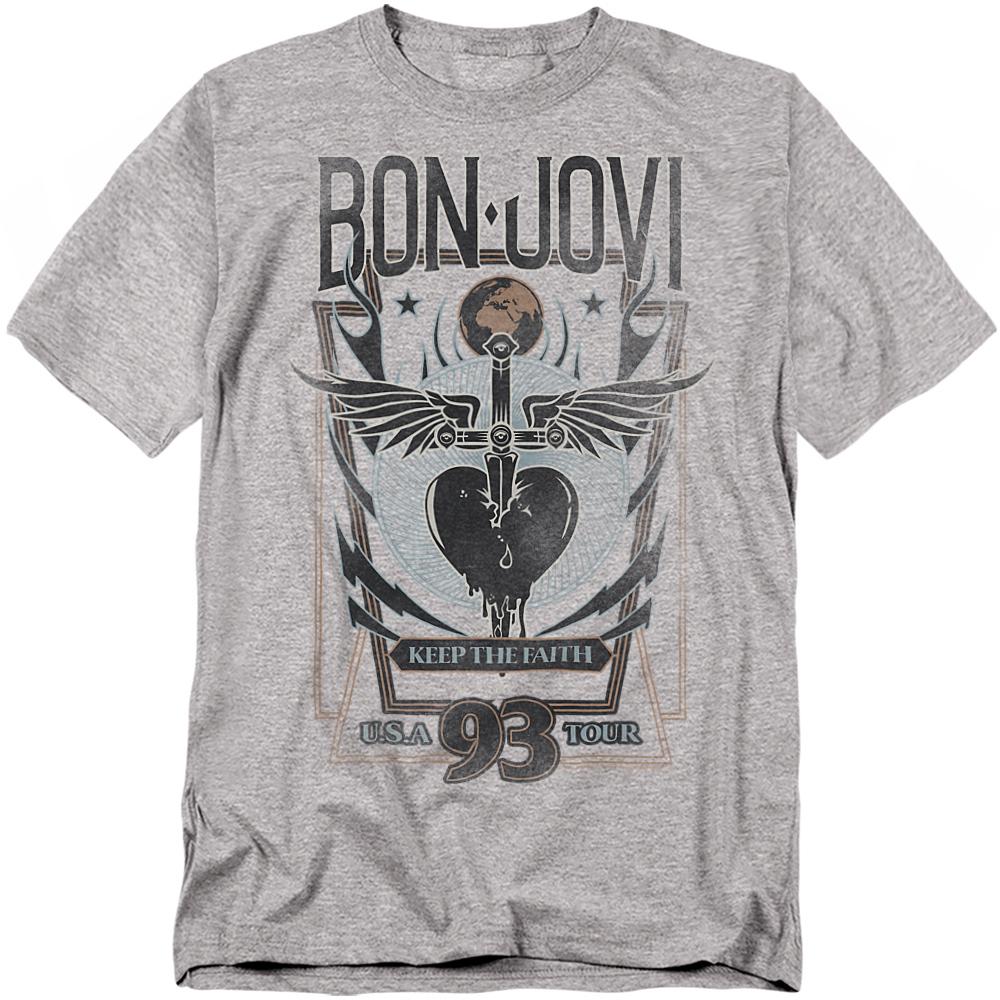 Bon Jovi Unisex Adult Keep The Faith Heather T-Shirt