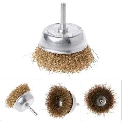 Neue Polierbürste 50mm/60mm/75mm Stahldrahtbürste Messingbeschichtete Räder Bürsten Bohrmaschine Rotationswerkzeuge Metall Rostentfernung