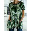 Summer Printed Short-sleeved T-shirt with Pockets