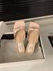 Thick heel pink French cool slippers fairy shoes outer wear 2025 new summer with skirt bow sandals