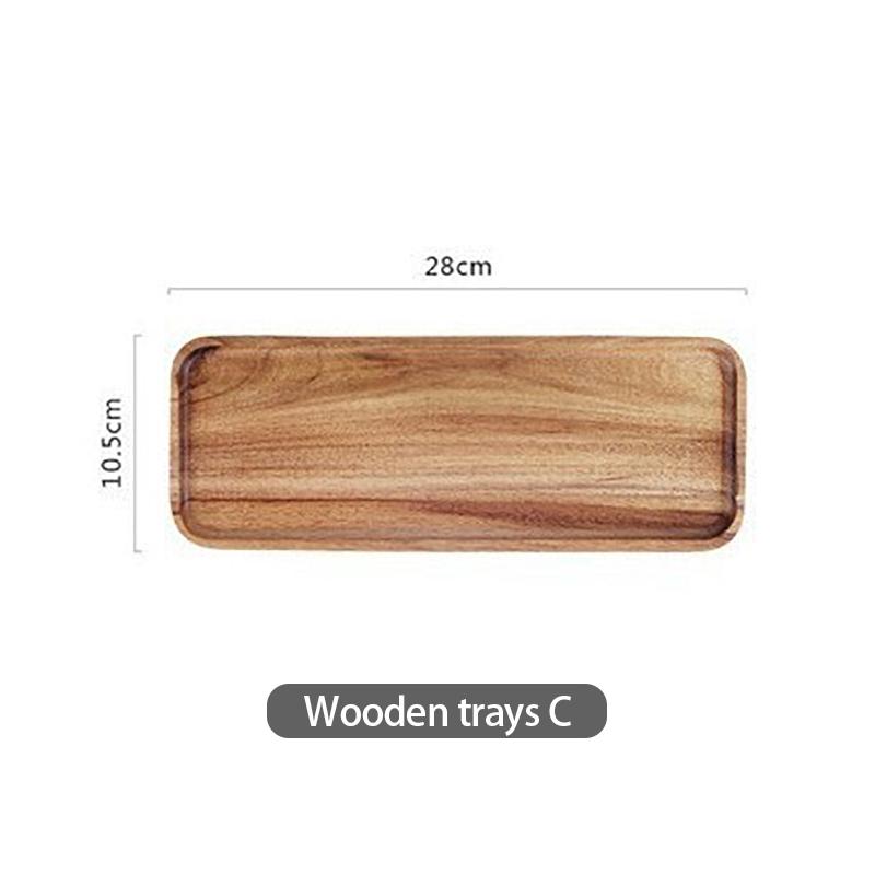 Acacia Wood Coffee Tray Decorative Wooden Tray Rectangular Kitchen Tray, Chinese Tea Set Kitchen Storage Accessories CTP001