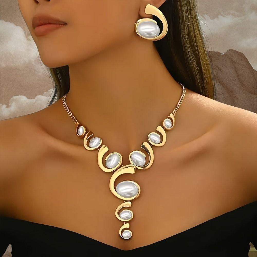Geometric Oval Spiral Snail Clavicle Chain Alloy Charm Bridal Jewelry Elegant Women Choker
