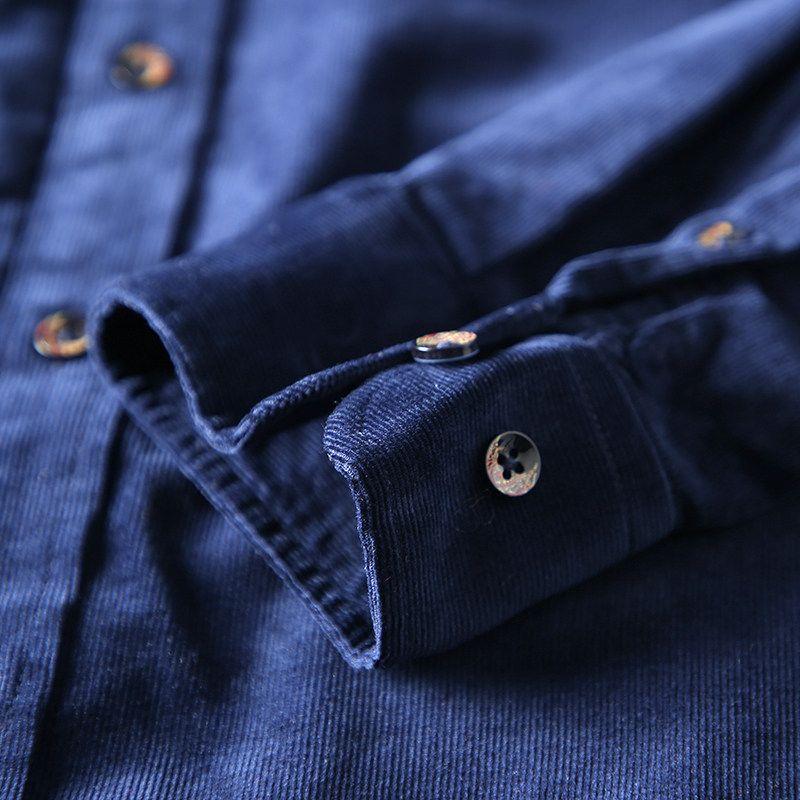 Export Tail Single Men's Cut Label Cattle Goods Pure Cotton Corduroy Shirt Long Sleeves Ins Handsome Export Original Single Men's Shirt