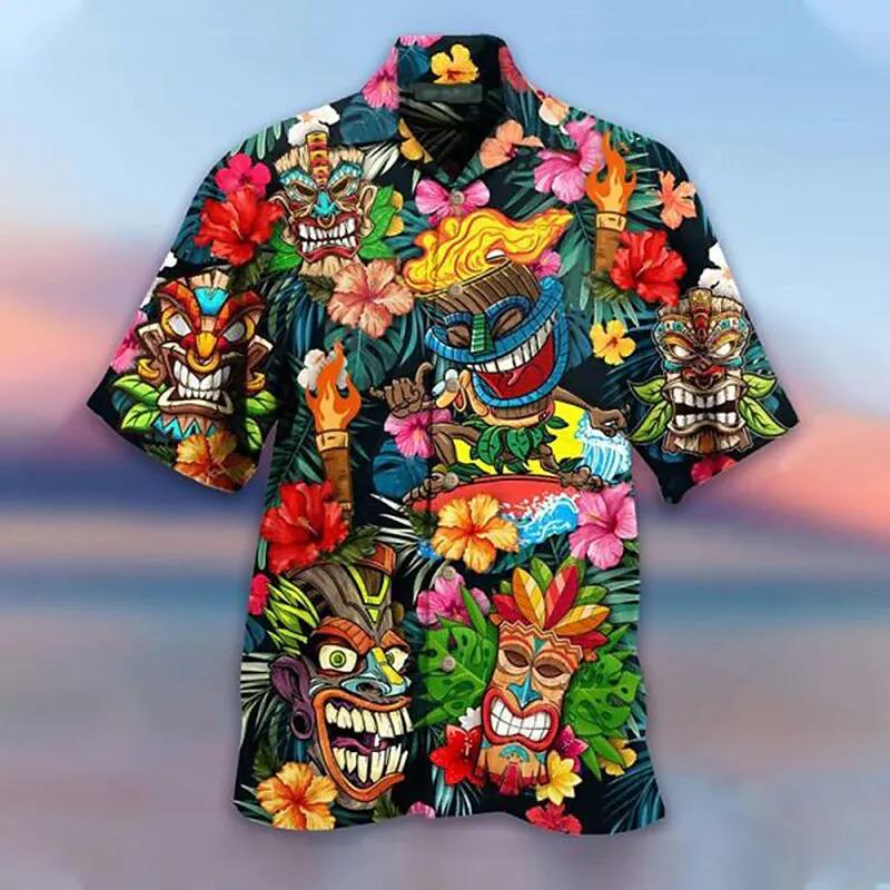2026 Summer Loose Breathable 3d Print Trendy Cool Fashion Hawaiian Shirts Beach Party Tops Short Sleeves Men's 5XL
