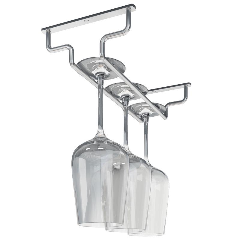 Stainless Steel Hanging Wine Glass Rack - Single Row Stemware Storage Shelf