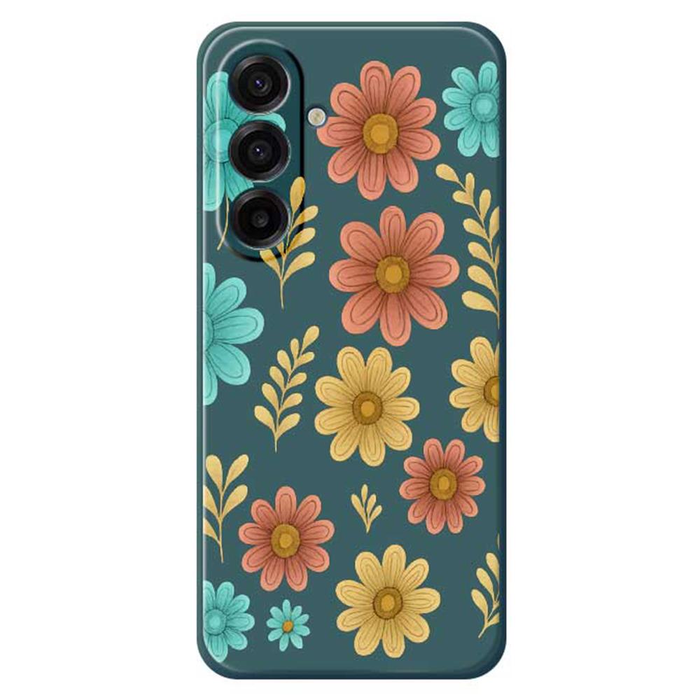 For Samsung Galaxy A17 5G Case Red Yellow Blue Flowers Pattern Printing Straight Edge TPU Phone Back Cover