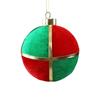 Round Soft Fabric Holiday Ornament with Ribbon Accent and Display Cord for Party Photos, Entryways and Seasonal Displays