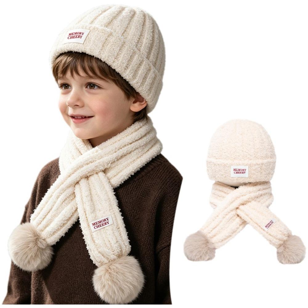 Knitted Kids Hat Scarf Set Soft Baby Beanie Hat New Children Winter Hat  Cold Weather Accessories
