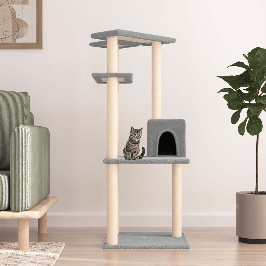 Scratching Post with Sisal Scratching Posts Light Grey 123 Cm