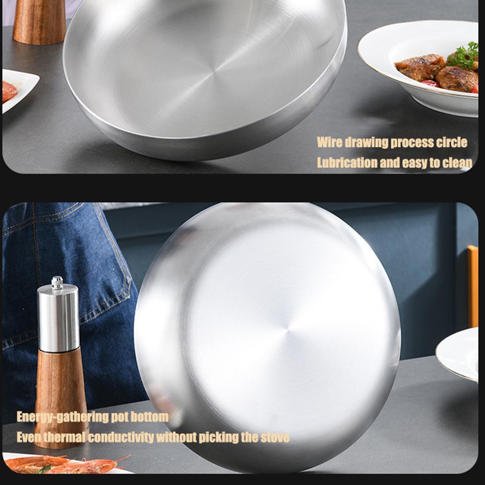 316 Stainless Steel Frying Pan Non-Stick Pan Fried Steak Pot Uncoated Home Kitchen Cookware For Gas Stove and Induction Cooker