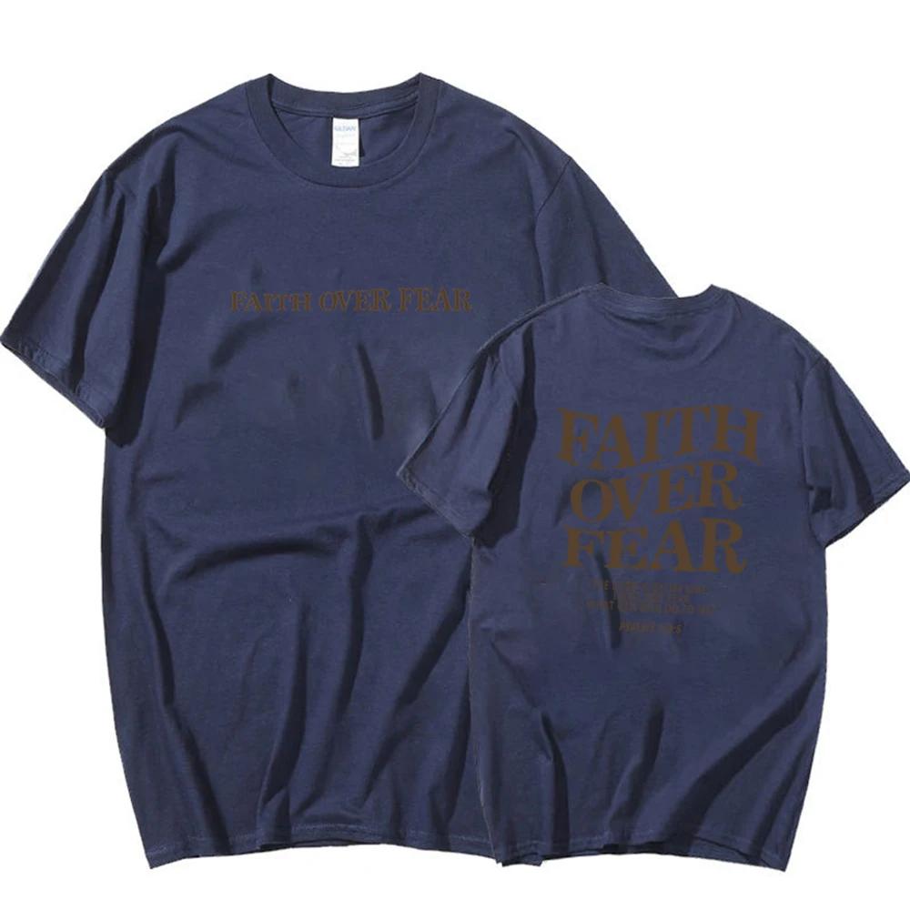 Faith Over Fear T Shirt Christian Shirts Jesus Tee Trendy Bible Verse Aesthetic Clothes Faith Tee Unisex Short Sleeves Tops