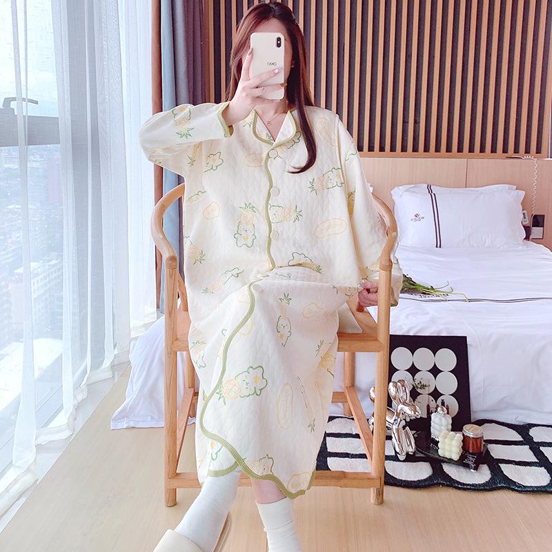 Cozy Maternity Robe & Nursing Nightgown with Breast Pads - Warm, Postpartum Cardigan & Confinement Dress