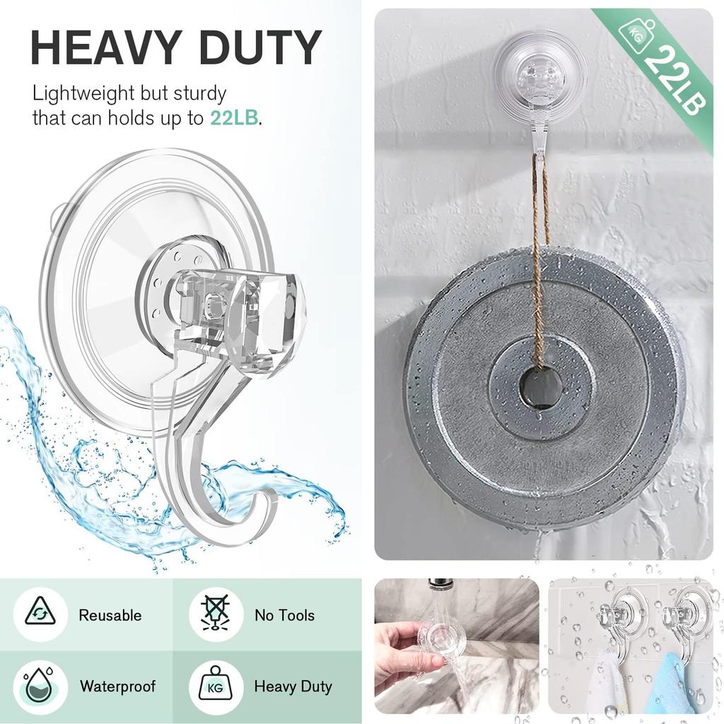 Silná přísavka, 2 nosnosti, nástěnný závěs, neživý, ABS, průhledný barevný háček, vakuový, kusů, 3 kg, háček, opakovaně použitelný, háček, poškození,