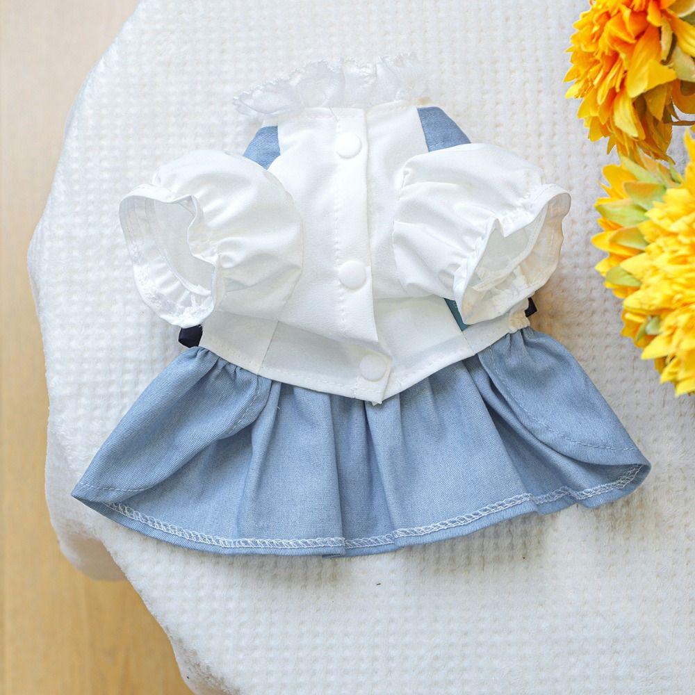 Reusable Pet Denim Dress With Bow Pet Skirt Soft Dog Denim Skirt Outing