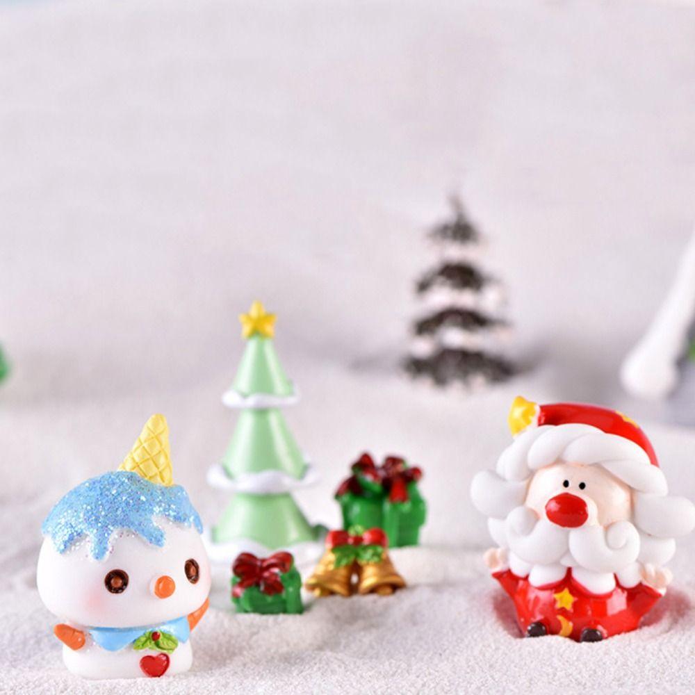Resin Christmas Miniature Figurine Cartoon Snowman Car Decoration  Landscape Garden Pot