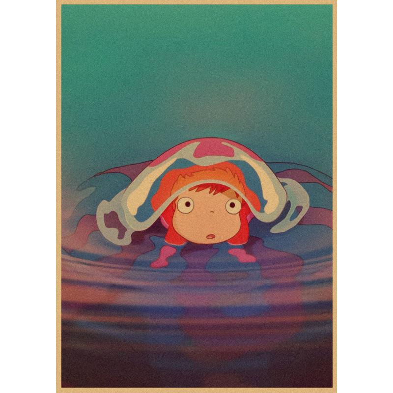 Large Goldfish Princess Anime Retro Poster - Decorative Kraft Paper Wall Art