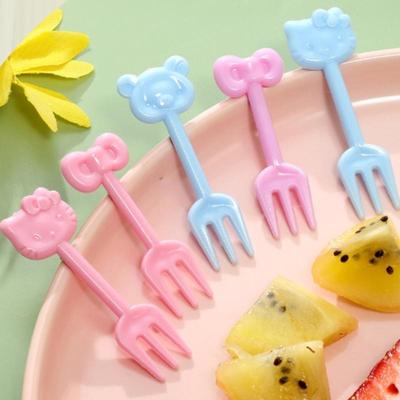 Tenedor de frutas de dibujos animados, palillos de dientes, selección de alimentos con forma de animal lindo, mini lonchera decorativa, herramienta de complemento alimenticio para niños