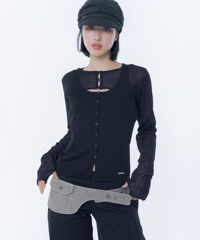 MISEKI SEOUL Layered Bolero Knit Top Black