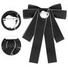 Bowknot Bow Tie Ribbon Brooch Wedding Party Pin Bow Tie Black One Size [Elerevyo] Women's Pre-Tied