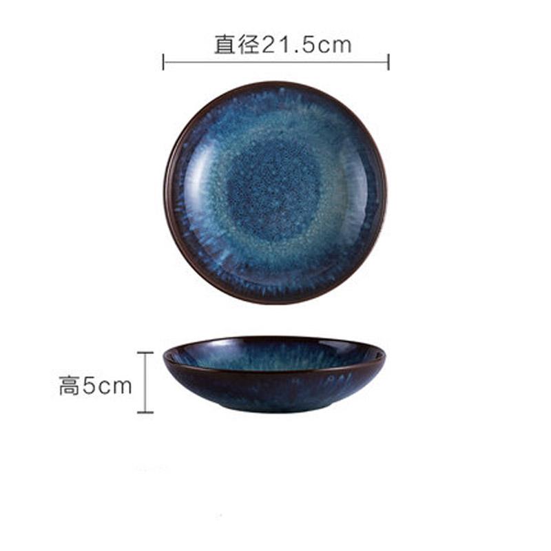 

Retro Dark Green Bird Pattern Old Creative Underglaze Color Deep Dish Fruit Dish Salad Dish Easy To Use Deep Dish Pizza Plate
