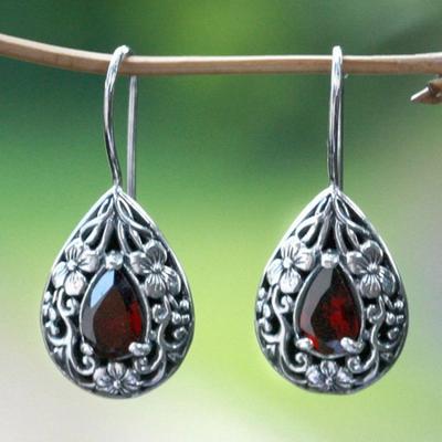 Pendientes Vintage para Mujer - Pendientes Largos con Gema Roja Retro