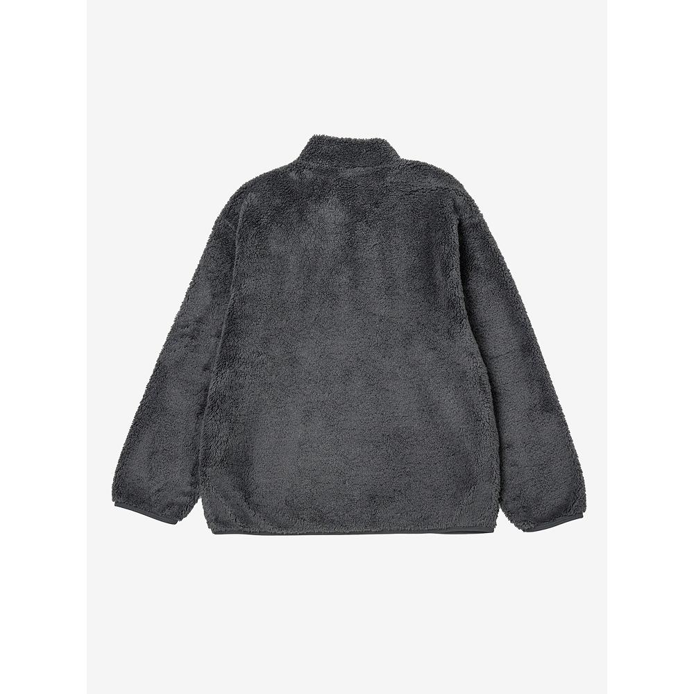 Daiso [common] FLuffy Long SLeeve FLeece HaLf Zip Up L bLack Gray