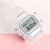 Waterproof Student Sport Digital Watch with Transparent Square Design and Luminous Alarm