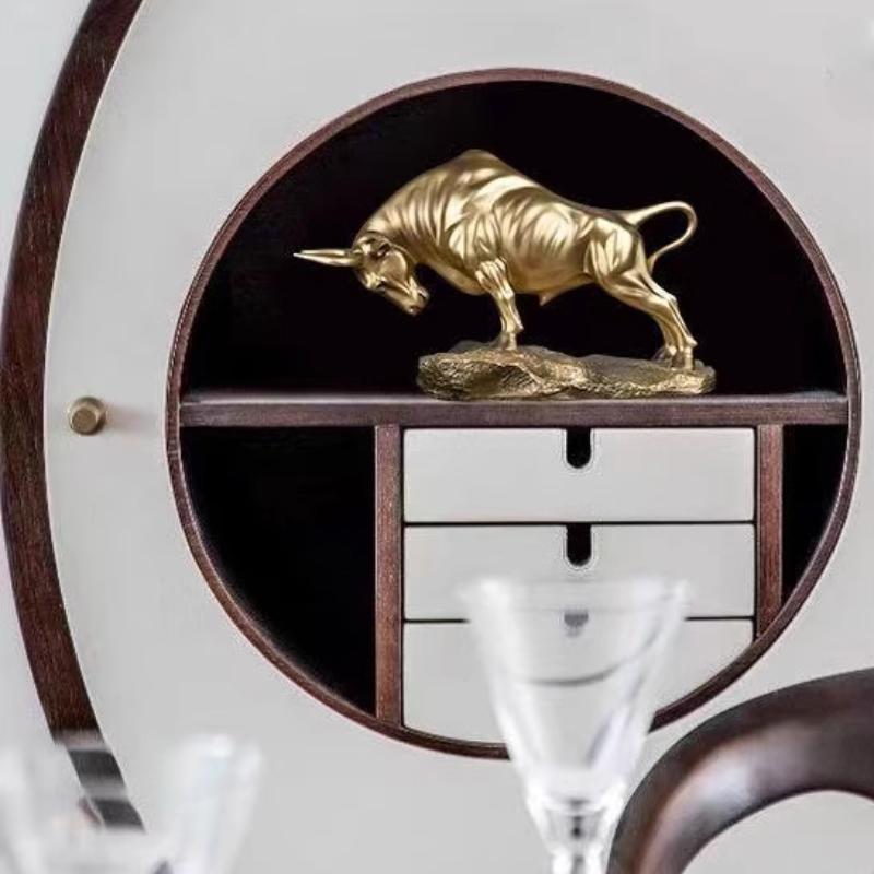 Glücklicher Stier Tierkreis Ornament Harz Kuh Statue Desktop Büro Schreibtischdeko Modernes Bücherregal Ausstellung Heimdekoration Kreatives Geschenk