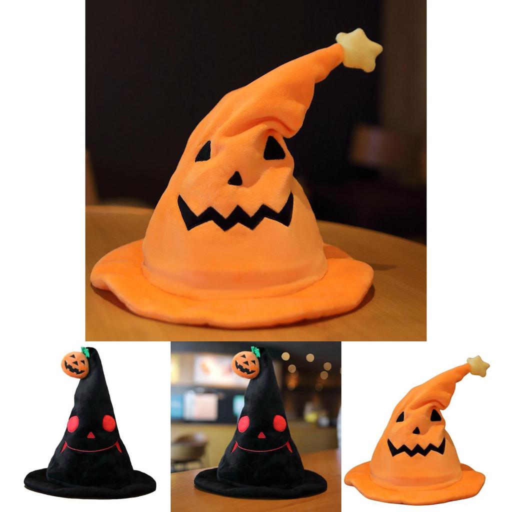 Halloween Electric Pumpkin Elf Hat Ghost Festival Party Costume Plush Toy Yellow 30*30*40cm Black 30*30*40cm