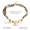 Gold Plated Heart Shape Scarf Necklace Stainless Steel Geometric Leopard Print Necklace Sunflower Tassel Heart Pendant Jewelry