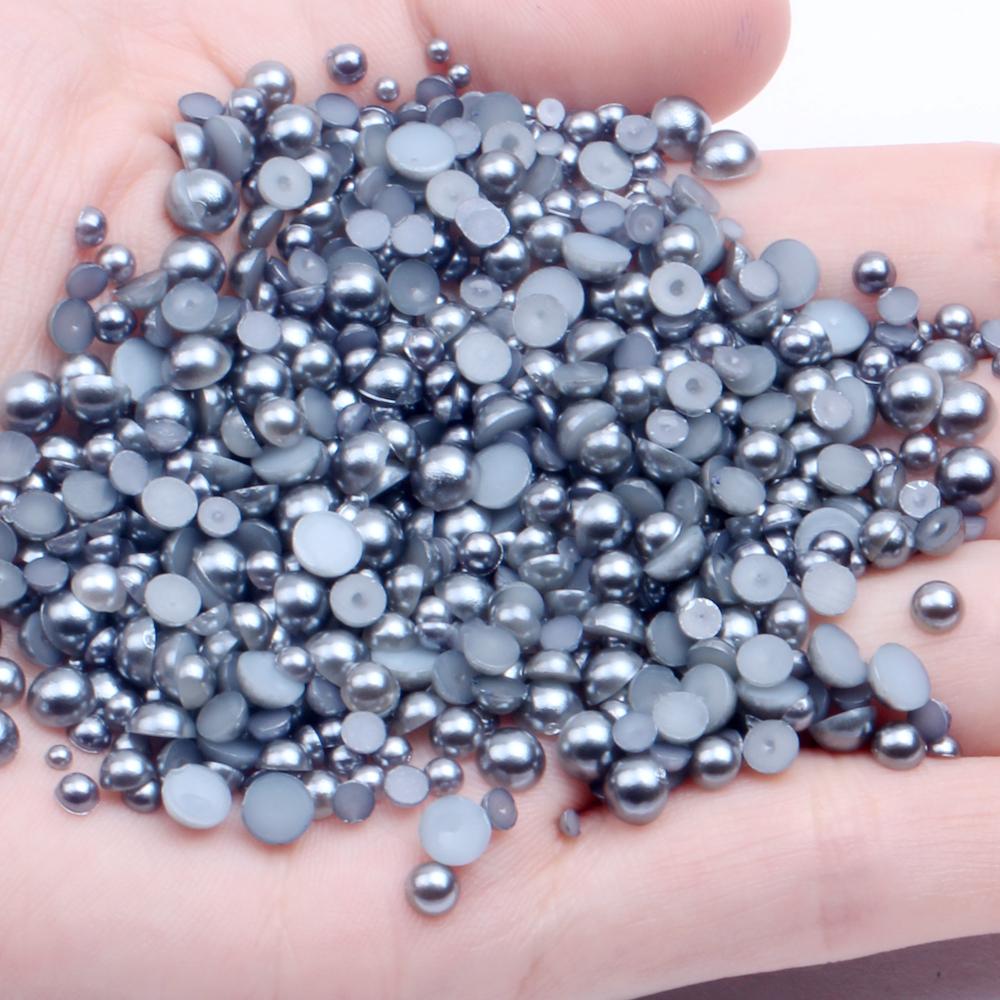 Resin Half Round Flatback Beads 2-6mm Mix Size Glue on Loose Rhinestones for Clothes Dresses DIY Crafts Scrapbook Decoration