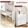 Kitchen Table, Folding Dining Table, with 4-Tier Shelves, Modern Drop-Leaf Table, White