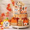 Multi-Piece Fall Tiered Tray Decor Set Thanksgiving Maple Fall Antique Wood Bead Decor Tabletop Sign Halloween Decor
