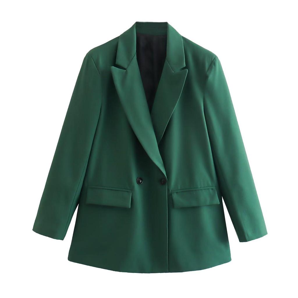 Herbst 2023 Europäischer und amerikanischer Damen-Zweireiher-Blazer mit lockerer Passform und einfarbiger