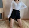 2025 Summer Plus Size High Waist Black A-Line Wide Leg Shorts for Women